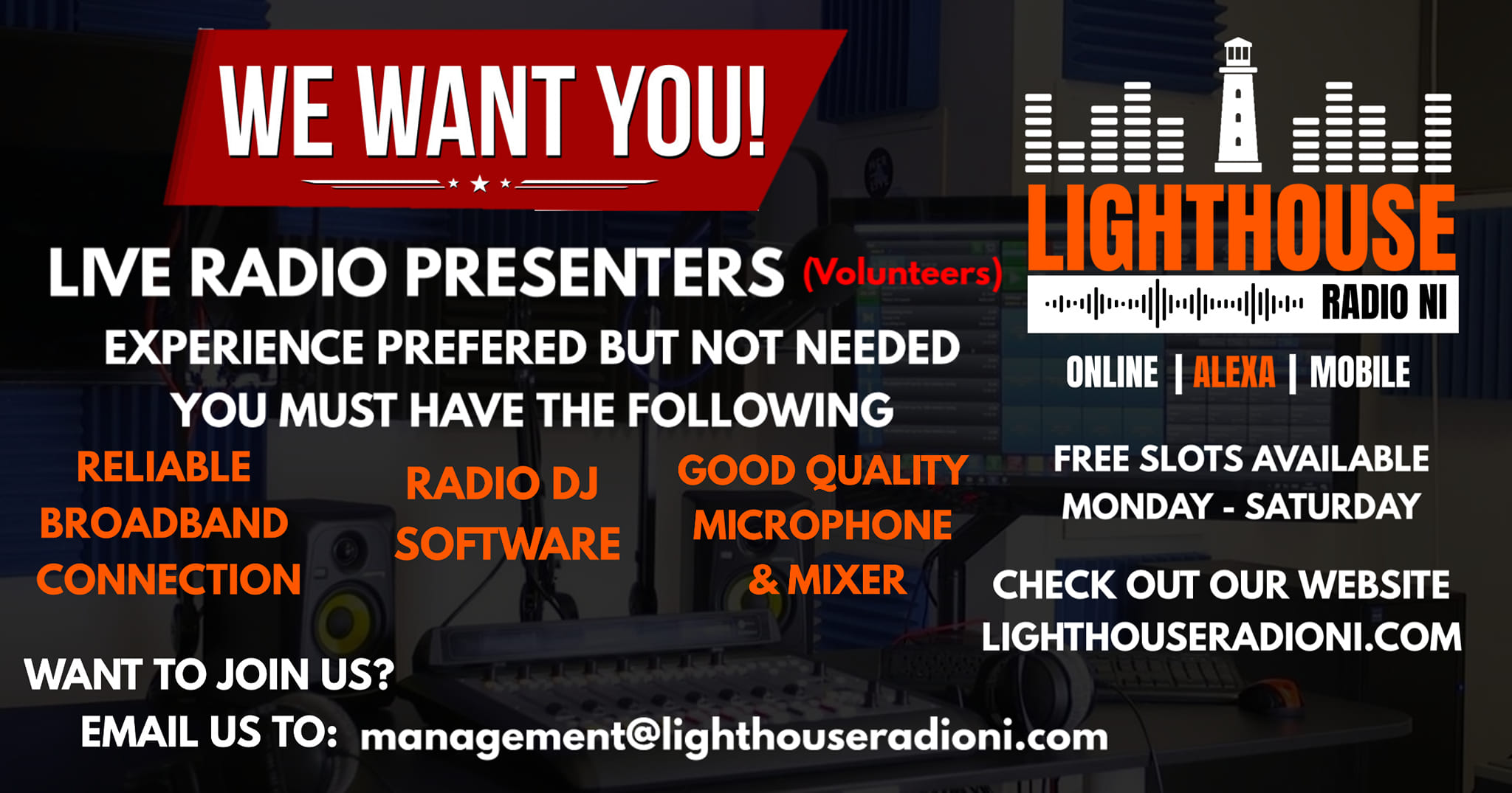 Become a radio DJ Presenter with lighthouse radio